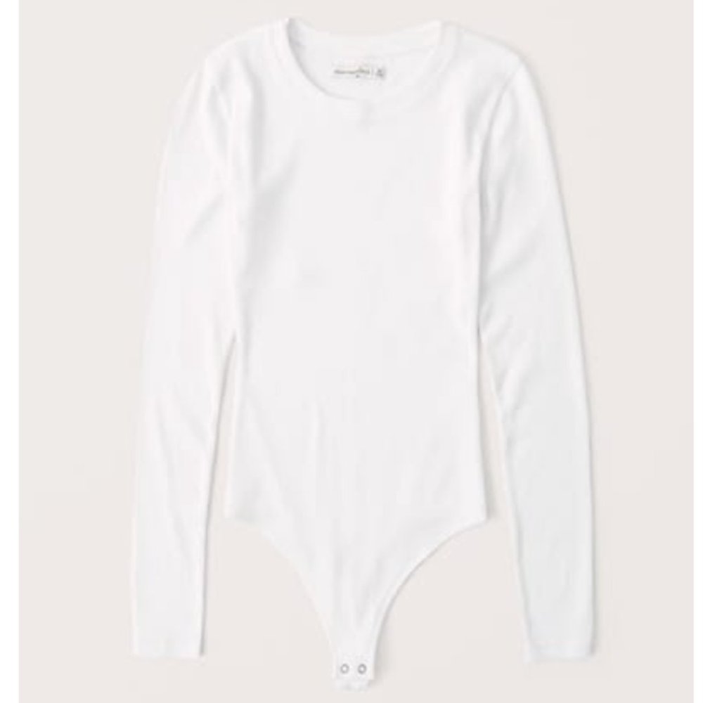 Abercrombie long sleeved ribbed body suit white
